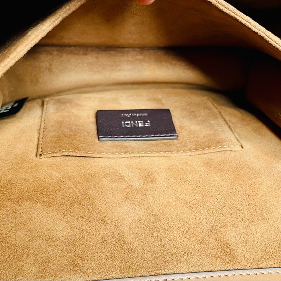 Fendi Kan Bag w/ Blue Scalloped Edging, Convertible Chain Strap & Suede Interior - Picture 11 of 15